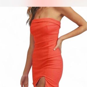 Strapless Tangerine Mini Dress